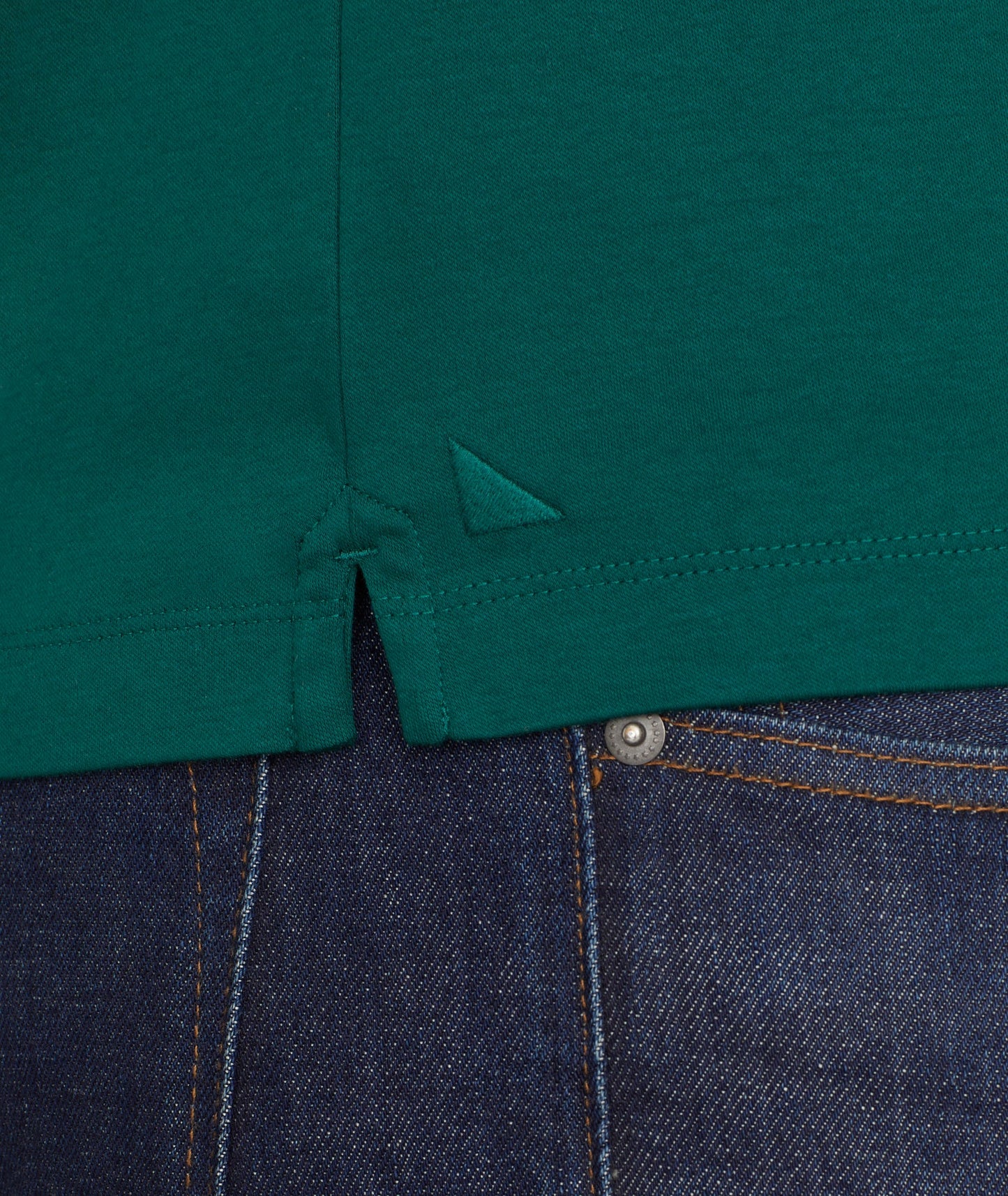 UNTUCKit Wrinkle-Free Long-Sleeve Damaschino Polo Cyan Green With Contrast Pocket