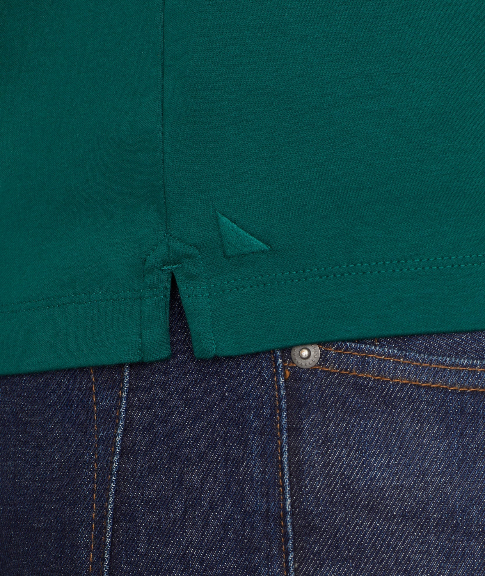 UNTUCKit Wrinkle-Free Long-Sleeve Damaschino Polo Cyan Green With Contrast Pocket