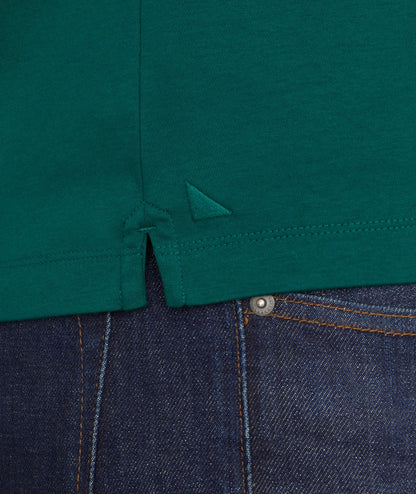 UNTUCKit Wrinkle-Free Long-Sleeve Damaschino Polo Cyan Green With Contrast Pocket