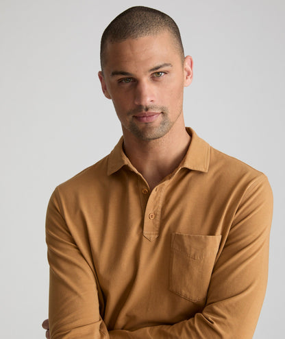 UNTUCKit Garment-Dyed Long-Sleeve Polo Light Brown