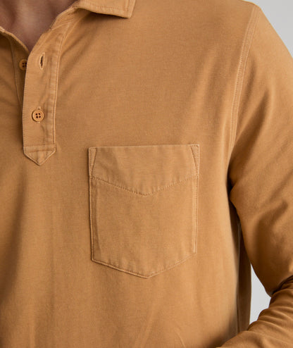 UNTUCKit Garment-Dyed Long-Sleeve Polo Light Brown