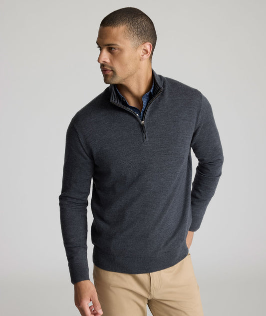 UNTUCKit Merino Wool Quarter-Zip Sweater FINAL SALE Dark Gray