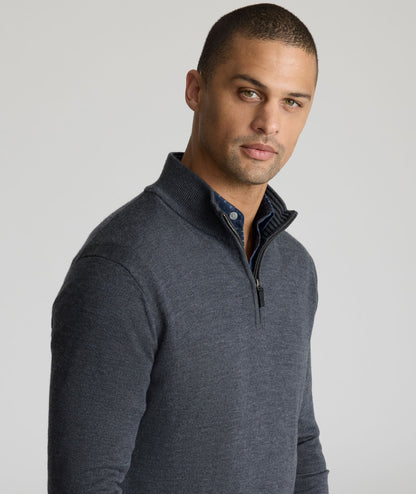 UNTUCKit Merino Wool Quarter-Zip Sweater FINAL SALE Dark Gray