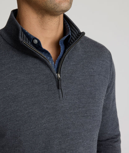 UNTUCKit Merino Wool Quarter-Zip Sweater FINAL SALE Dark Gray