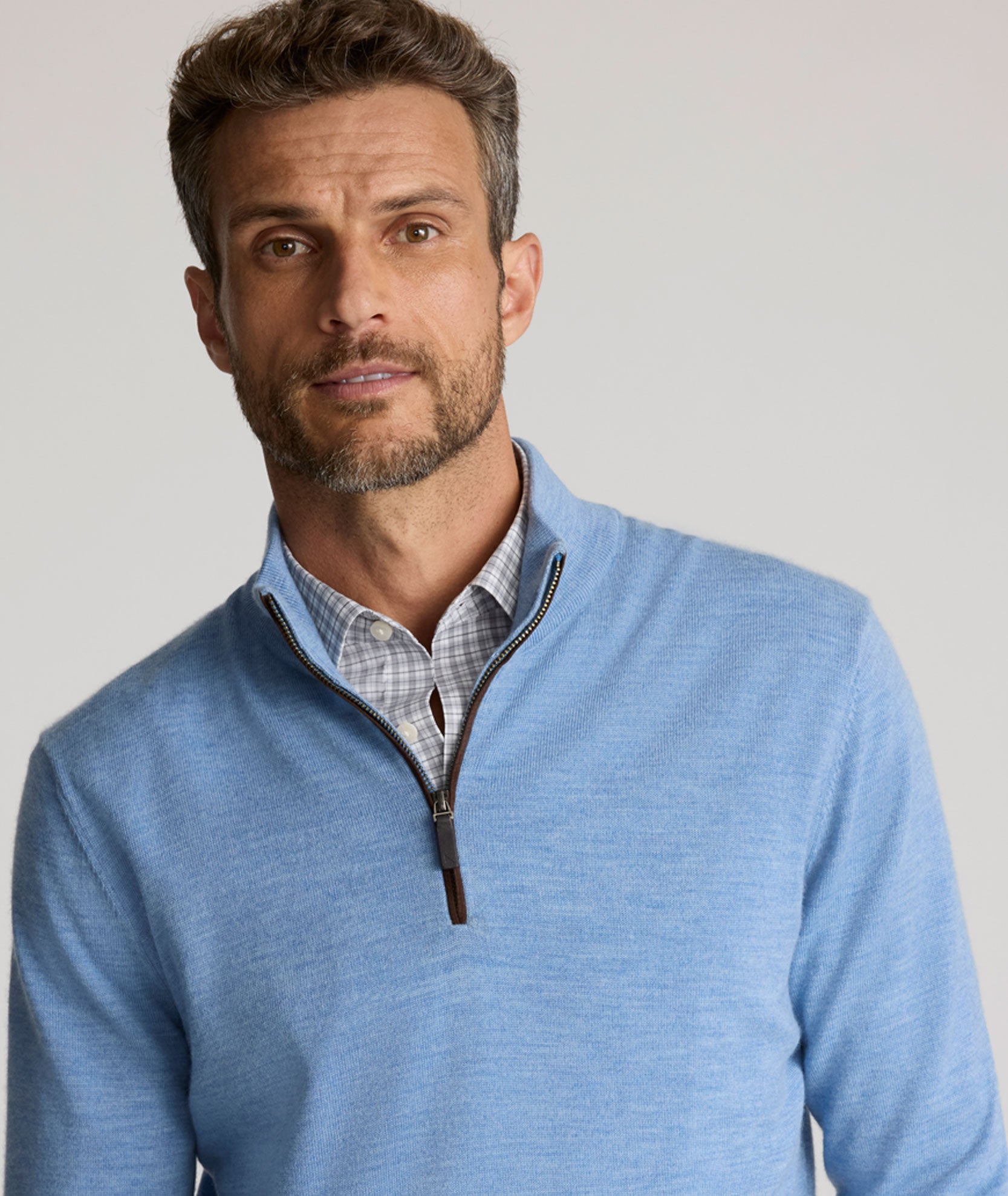 UNTUCKit Merino Wool Quarter-Zip Sweater Light Blue
