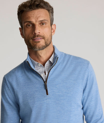 UNTUCKit Merino Wool Quarter-Zip Sweater Light Blue