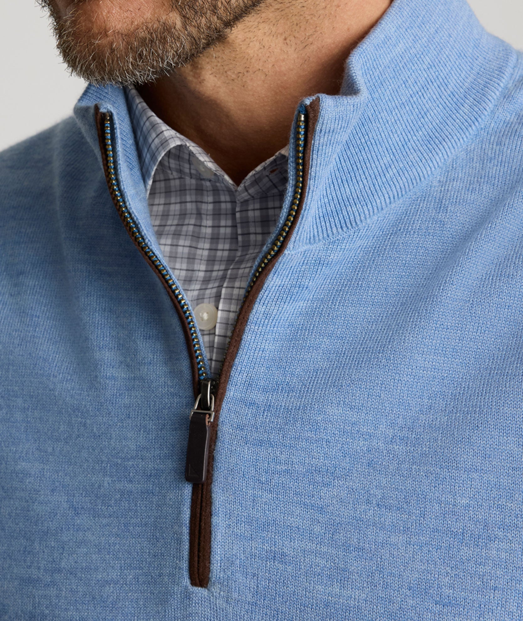 UNTUCKit Merino Wool Quarter-Zip Sweater Light Blue