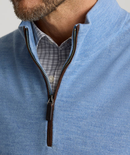 UNTUCKit Merino Wool Quarter-Zip Sweater Light Blue