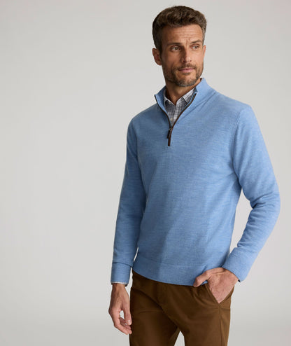 UNTUCKit Merino Wool Quarter-Zip Sweater Light Blue