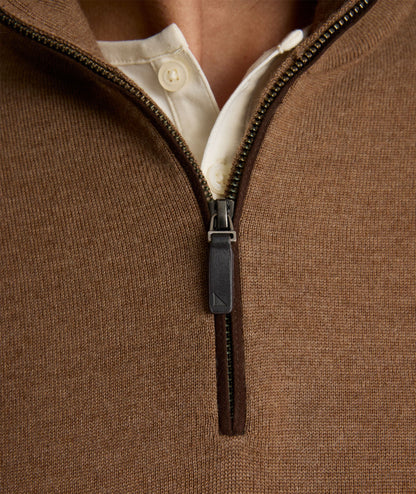 UNTUCKit Merino Wool Quarter-Zip Sweater Caramel