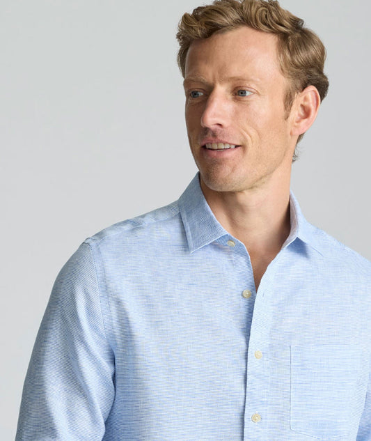 UNTUCKit Wrinkle-Resistant Linen Wildehart Shirt Blue
