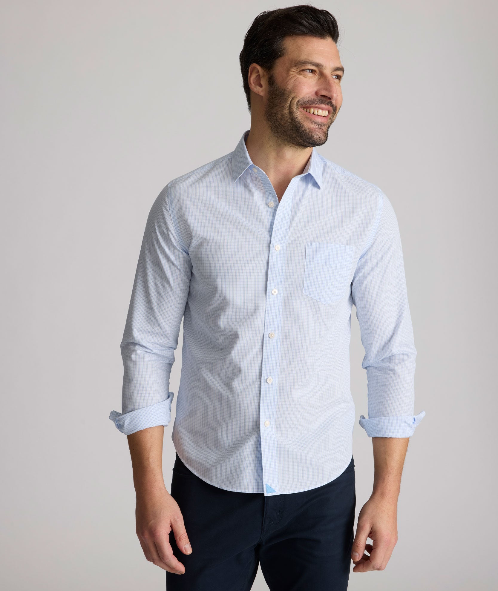 UNTUCKit Wrinkle-Free Halstead Shirt Light Blue Check