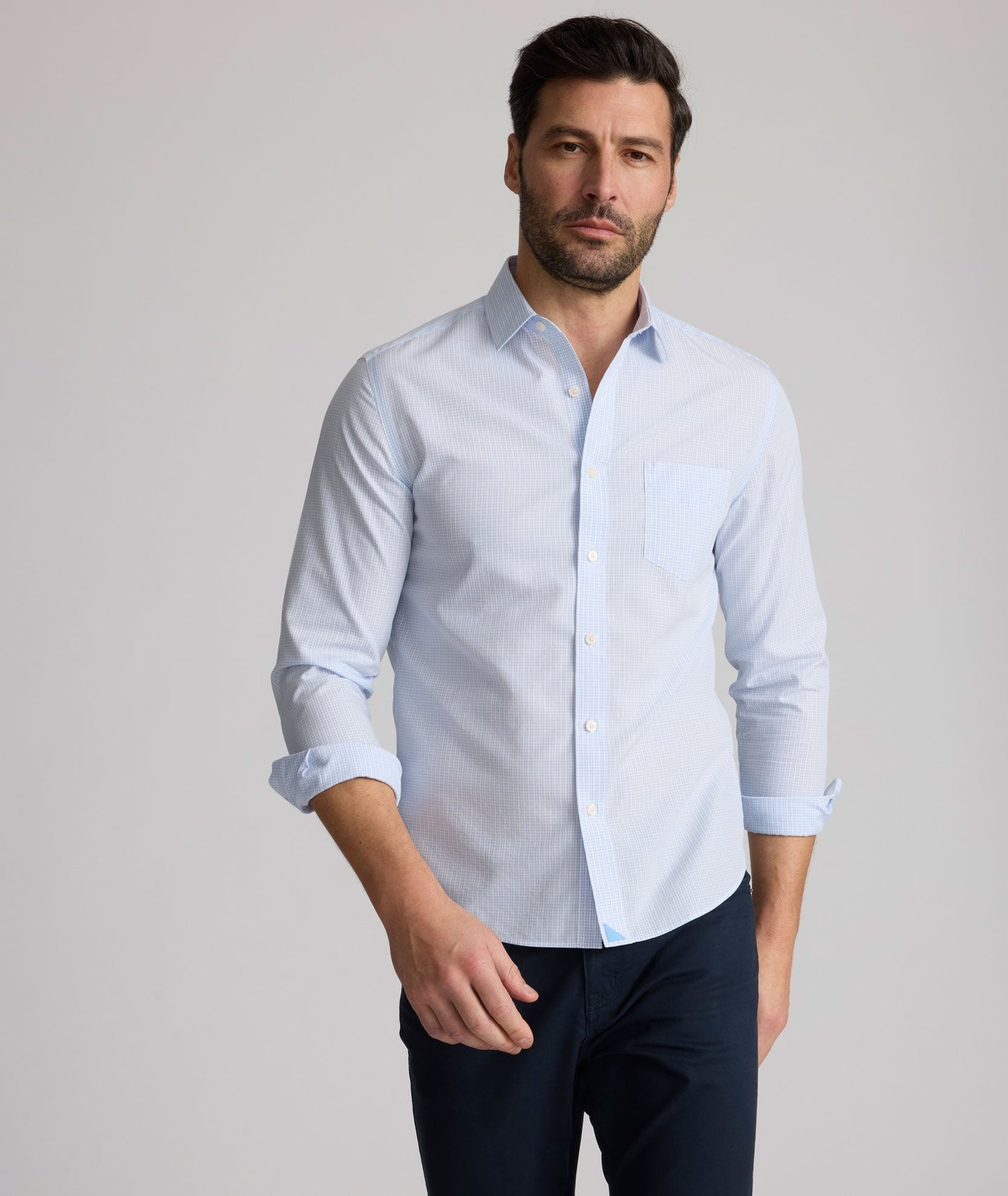 UNTUCKit Wrinkle-Free Halstead Shirt Light Blue Check