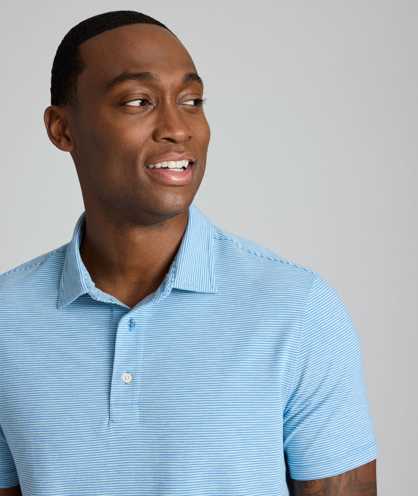 UNTUCKit Jersey Slub Polo Blue Stripe