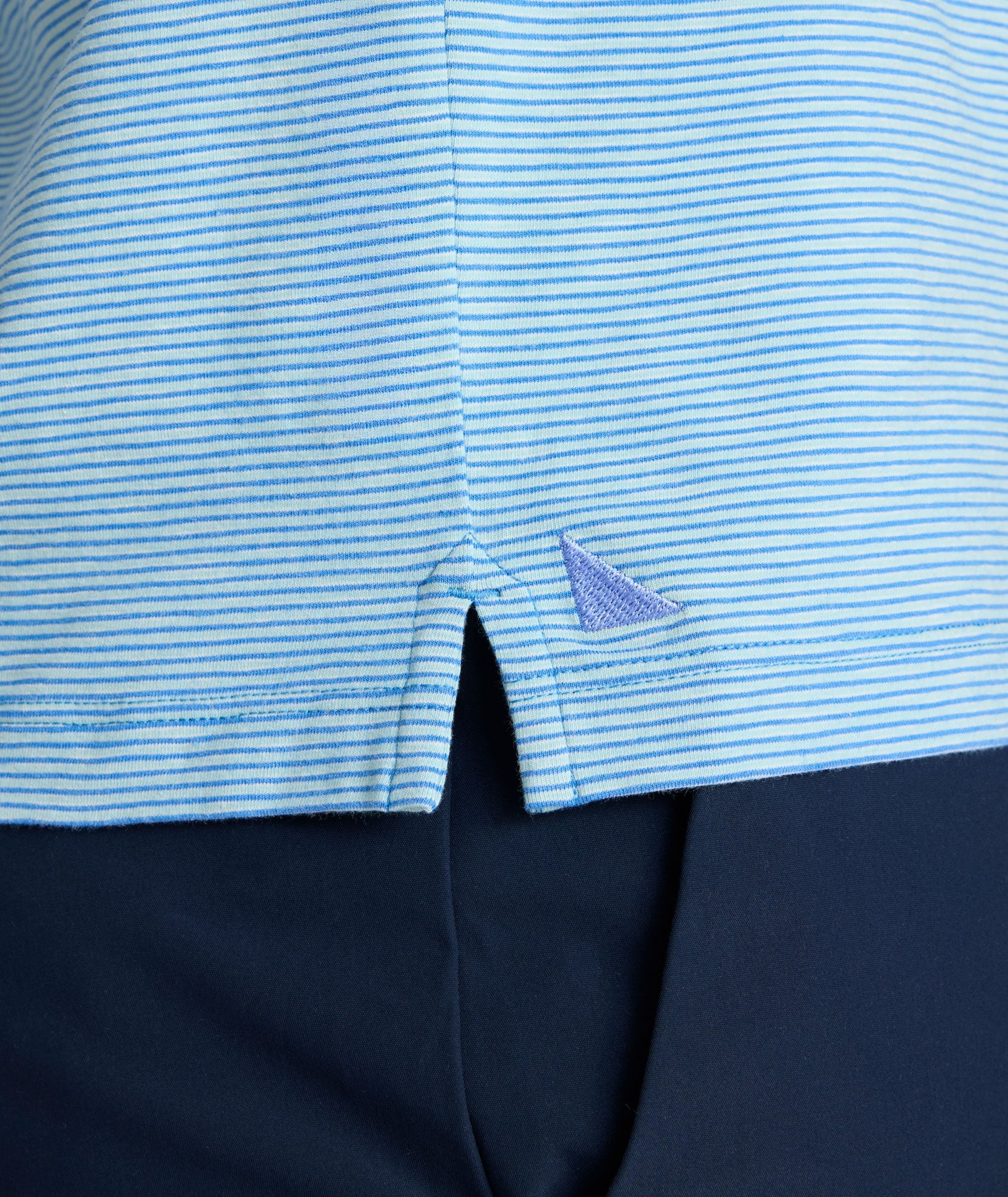 UNTUCKit Jersey Slub Polo Blue Stripe