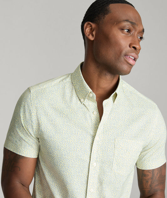 UNTUCKit Performance Short-Sleeve Ivers Shirt Ivers | Yellow & Blue Print